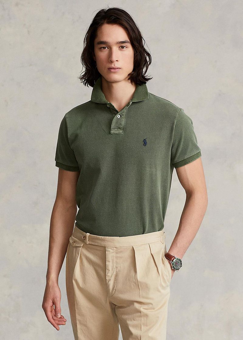 Poleras Polo Polo Ralph Lauren Hombre Custom Slim Fit Mesh Chile Verde Oliva YKAWX-5370